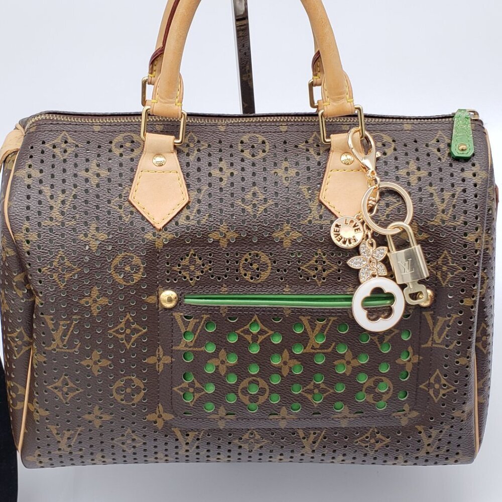 LV Gold Padlock 🔑 Authentic Louis Vuitton Charm + Unbranded Flower Keychain